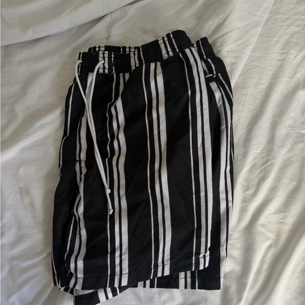 Black and White Striped Shorts